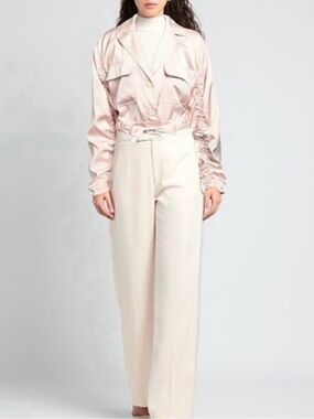 OW Collection Vegas Dusty Rose Satin Cropped Jacket NWT XS